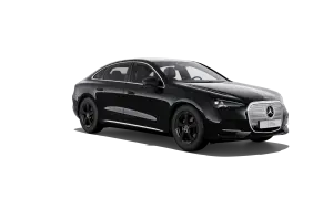 Elegancki, czarny mercedes sedan z nowoczesnym grillem i światłami LED.