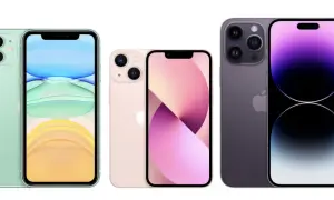 Trzy modele iPhone'ów: zielony, różowy i fioletowy. Zastanawiasz się, jaki jest najnowszy iPhone? Ten fioletowy to najnowszy model.