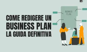 Guida definitiva per creare un business plan efficace. Illustrazione di un team che discute idee per un progetto.