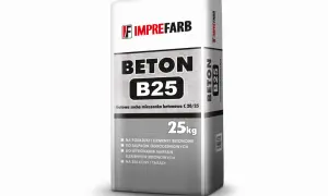 Worek z suchą mieszanką betonową B25 (C20/25) marki IMPREFARB, waga 25kg.