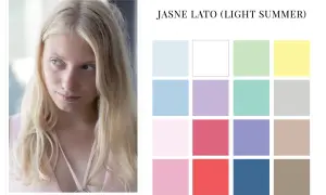 Jasne lato – subtelna blondynka o delikatnych rysach, otoczona paletą pastelowych barw idealnych dla jej typu urody.