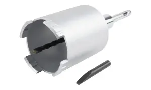 Solidna otwornica do puszek 60mm z wiertłem centrującym i dłutem. Idealna do precyzyjnych otworów.