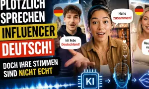 Influencer sprechen plötzlich Deutsch, doch ihre Stimmen sind nicht echt. KI-generierte Stimmen verändern, was Influencer auf Deutsch sagen.