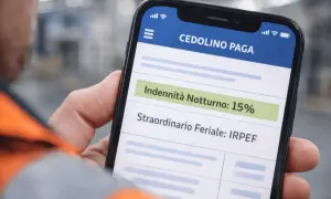 Cedolino paga mostra indennità notturno 15% e straordinario feriale IRPEF, utile per la tassazione straordinari.