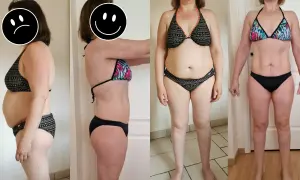 Avant/après : une femme montre sa transformation physique réussie pour perdre du poids après 40 ans.