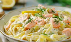 En krämig laxpasta med dill och citron. Ett enkelt och gott laxpasta recept som passar alla.