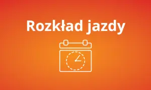 Grafika z napisem "Rozkład jazdy" i ikoną kalendarza z zegarem. Idealna na moment, kiedy zmiana rozkładu jazdy PKP zaskoczy podróżnych.