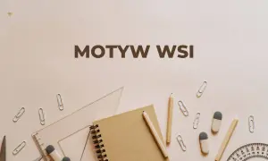 Motyw wsi w literaturze. Notatnik, ołówki, linijka i spinacze na jasnym tle.