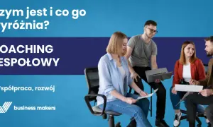 Zespół podczas sesji coachingowej, dyskutujący o współpracy i rozwoju.