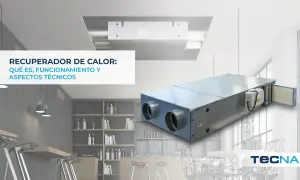 Un recuperador de aire moderno, compacto y eficiente, ideal para optimizar la climatización de espacios interiores.