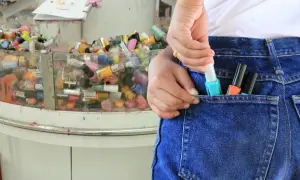 Dłoń wkłada do kieszeni dżinsów kilka lakierów do paznokci. Czy to objaw kleptomanii?