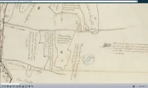 Carte ancienne des **archives Côte d'Or état civil** : parcelles, chemins et lieux-dits inscrits à la main.
