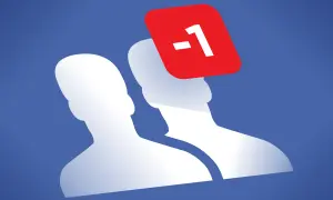 Ikona Facebook z dwoma białymi sylwetkami i czerwonym powiadomieniem "-1". Dowiedz się, jak sprawdzić wysłane zaproszenia na FB na telefonie.