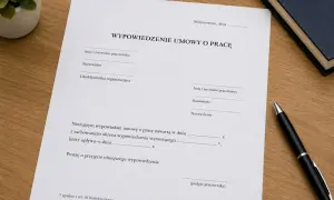 Dokument wypowiedzenie umowy o pracę przez pracodawcę, gotowy do wypełnienia.