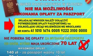Informacja o tym, ile kosztuje paszport: 140 zł za 10 lat, 70 zł dla osób powyżej 70 lat. Opłaty dokonaj przelewem.