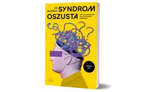 Okładka książki "Syndrom oszustki" Jill Stoddard. Stylizowana głowa z plątaniną myśli i znaków zapytania.