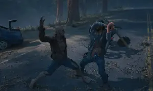 Deacon walczy z Freakerem na drodze, jak w poradniku Days Gone.