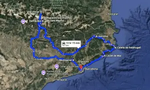 Route für **Barcelona 3 Tage**: Von den Pyrenäen über Montserrat und die Küste bis nach Girona. 921 km, 13h 15min Fahrzeit.