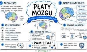 Lewa półkula mózgu, podobnie jak prawa, ma swoje specjalizacje. W tej infografice poznasz funkcje płatów mózgu.