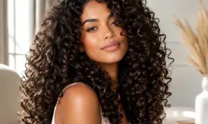 Donna con capelli ricci e lucenti, un esempio di perfetta cura dei capelli ricci.