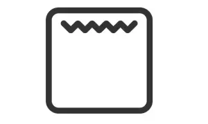 Symbol termoobiegu w piekarniku. Ikona przedstawia kwadrat z falistą linią na górze, sugerującą obieg gorącego powietrza.