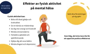 Fysisk aktivitet kan minska ångest och depression. En kvinna tränar med vikter, vilket illustrerar hur rörelse stärker mental hälsa.