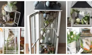 W lampionach można umieścić wielkanocne dekoracje: zajączki, pisanki, kwiaty, gałązki i jajka.