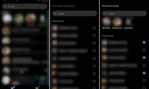 Jak dodać osobę do grupy na Messengerze? Ekran tworzenia nowej grupy, gdzie można wpisać nazwę i wybrać uczestników z listy kontaktów.