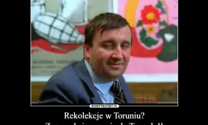 Polska gdyby mem: mężczyzna w garniturze z miną mówiącą "Rekolekcje w Toruniu? Zaraz odwiozą mnie do Tworek!!".