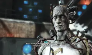 Dima z Fallout 4 Far Harbor, z okablowaniem na głowie, pyta o wspomnienia z dzieciństwa.