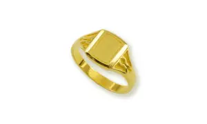 Anillo de oro macizo con placa rectangular lisa, ideal para grabar. ¿Cuánto pesa un sello de oro como este?