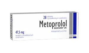 Opakowanie leku Metocard zawierające 28 tabletek o przedłużonym uwalnianiu, dawka 47,5 mg.