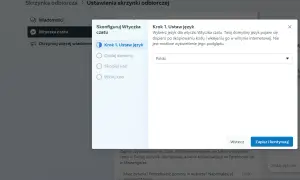 Ustawienia wtyczki czatu. Wybierz język polski, aby skonfigurować, jak dolaczyc do grupy na Messengerze.
