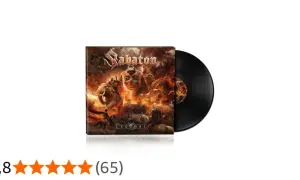 Płyta winylowa z okładką nowego albumu Sabaton "The Great War", przedstawiająca starożytne bitwy z faraonami, słoniami i smokami.
