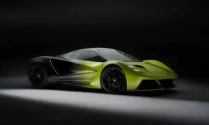 Niesamowity Lotus Evija w jaskrawej zieleni i czerni, z aerodynamicznymi liniami, gotowy do podboju dróg.