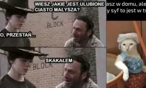 Rick pyta syna o ulubione ciasto, a ten odpowiada "skakałem". Starość z humorem, jak kot w sukience.