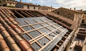Trabajos de impermeabilizar tejados con tejas antiguas y material nuevo.