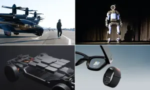 Latający pojazd, robot, podwozie samochodu elektrycznego i inteligentne okulary.