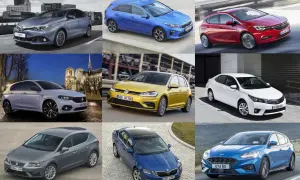 Kompaktowe samochody z rankingu: Toyota Auris, Kia Ceed, Opel Astra, Fiat Tipo, VW Golf, Toyota Corolla, Seat Leon, Skoda Octavia, Ford Focus.