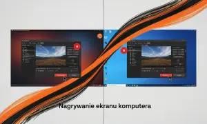 Zrzut ekranu Linux z dwoma oknami programu do nagrywania ekranu, jedno z czerwonym tłem, drugie z niebieskim.