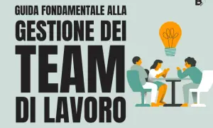 Guida alla gestione dei team di lavoro. Un team discute idee sotto una lampadina, evitando turni di lavoro non equi.