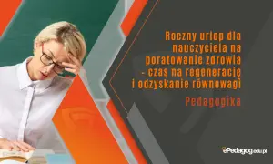 Zmęczona nauczycielka z bólem głowy. Roczny urlop dla poratowania zdrowia to czas na regenerację i odzyskanie równowagi.