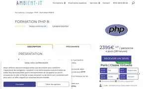 Formation PHP 8, avec le logo PHP. Apprenez le langage de programmation pour le web.