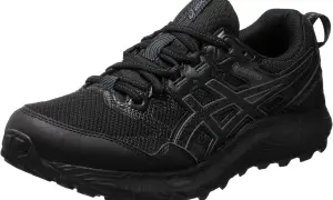 Scarpa da trail running Asics Gel Sonoma 6 nera, impermeabile Gore-Tex, ideale per affrontare ogni terreno con stile e comfort.