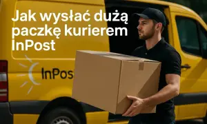 Kurier InPost niesie dużą paczkę. Dowiedz się, jak wysłać dużą paczkę kurierem InPost.