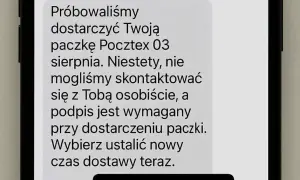 Oszustwo typu smishing: SMS o niedostarczonej paczce Pocztex z linkiem do zmiany terminu odbioru. Uważaj na podejrzane wiadomości!