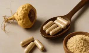Maca-Wurzel, Kapseln und Pulver. Maca co to jest? Natürliche Energiequelle.