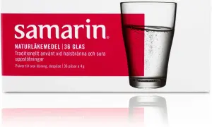 Samarin för halsbränna och sura uppstötningar, perfekt för den gravida magen. 36 glas med brustablett.