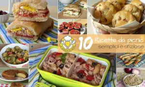 10 ricette da picnic semplici e sfiziose: panini, torta salata, insalate e focaccine, perfetti piatti pronti da portare in viaggio.