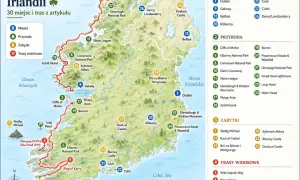 Mapa atrakcji Irlandii: zobacz Dublin, Galway, Killarney NP, Ring of Kerry, Cliffs of Moher i inne miejsca.